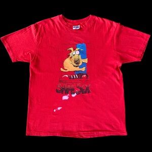 VTG 80s Safe Sex Mother Goose And Grimm Grimmy Comic Humor T Shirt Red Sz L/XL
